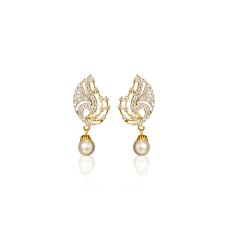 Drop with white stone and white pearls