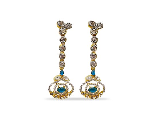 Gold Plated Necklace With Small Blue White Stones