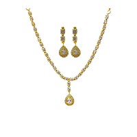 Gold Plated Necklace With Small White Stones