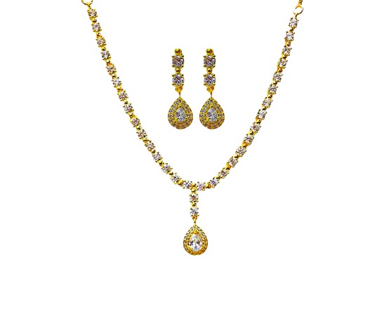 Gold Plated Necklace With Small White Stones