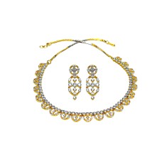 Gold Plated Necklace With White Stones