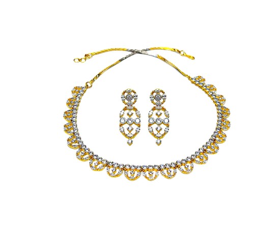 Gold Plated Necklace With White Stones