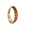 Gold Plated Kemp Bangles With Round Red And  Green Stones