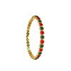 Gold Plated Kemp Bangles With Round Red And  Green Stones