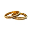 Gold Plated Pearl Bangles With White Stones