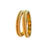 Gold Plated Pearl Bangles With White Stones