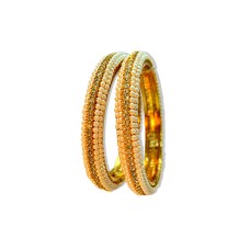 Gold Plated Pearl Bangles With White Stones