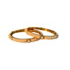 Gold Plated Pearl Bangles With White Stones