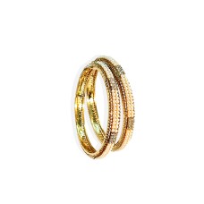 Gold Plated Pearl Bangles With White Stones