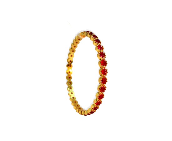 Gold Plated Kemp Bangles With Round Red Stones