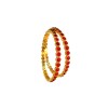 Gold Plated Kemp Bangles With Round Red Stones