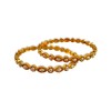 Gold Plated Kemp Bangles With Round Oval White Pearls