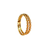 Gold Plated Kemp Bangles With Round Oval White Pearls