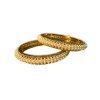 Gold Plated Pearl Bangles With White Stones