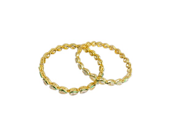gold plated with white and green color bangles
