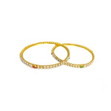 gold plated with red stone white pears bangles