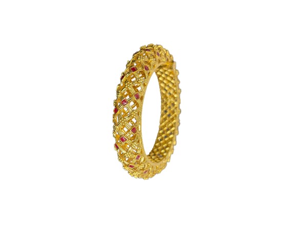  gold plated with red stone spring bangles