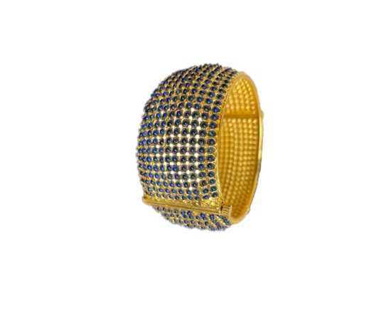 Gold plated With blue stone single bangle