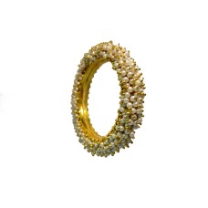 Gold Plated Bangles With White Pearls