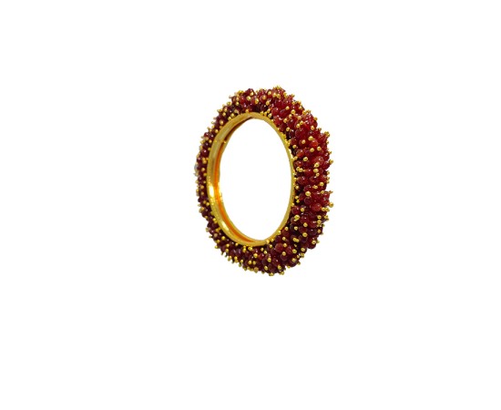 Gold Plated Bangles With Brown Beads