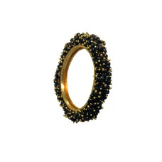 Gold Plated Bangles With Black Beads