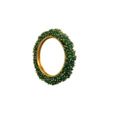 Gold Plated Bangles With Green Beads