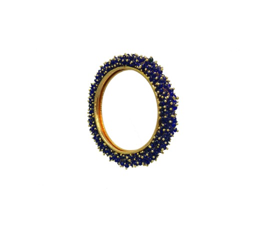 Gold Plated Bangles With Blue Beads