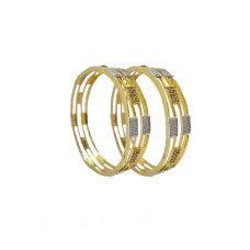 Gold Plated Bangles With Rectangle White Stones