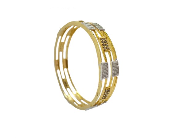 Gold Plated Bangles With Rectangle White Stones