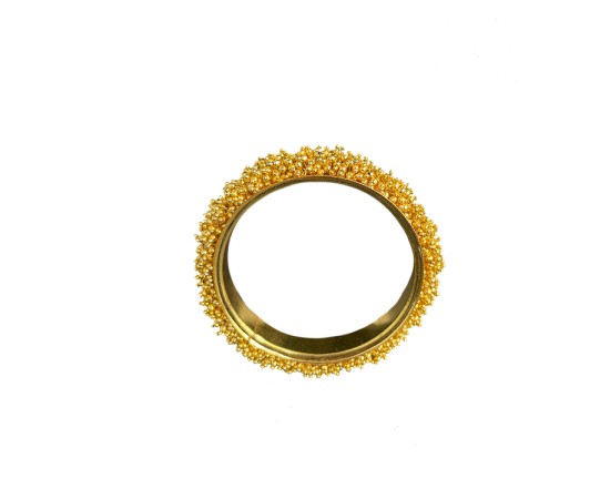 Gold Plated Bangles With Gold  Beads