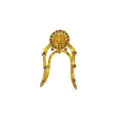 gold plated arm bracelet with red stone and laxshmi designs