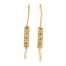 Gold plated with red and white stone ear chain