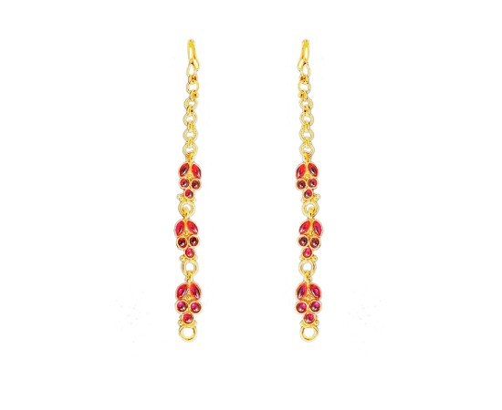 Gold Plated With Red Stone Ear Chain