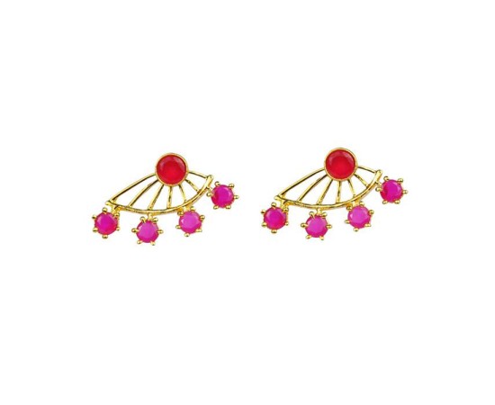 Golden Stud With Pink Stones