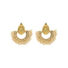Golden Chandbali With Lakshmi Design & White Pearls