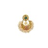 Golden Chandbali With Green Stone & White Pearls
