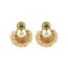 Golden Chandbali With Green Stone & White Pearls