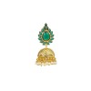 Golden Jhumka With Leaf Green Stones