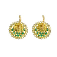 Gold Plated Drop With Green And White Stones