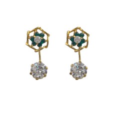Gold plated with green and white stone studs