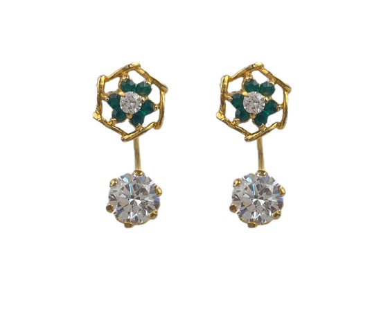 Gold plated with green and white stone studs