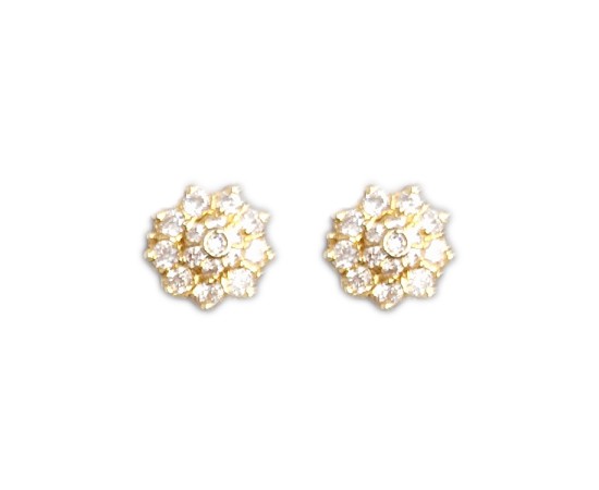 Gold plated with white stone flower design studs