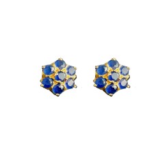 Gold plated with flower design and blue stone studs40
