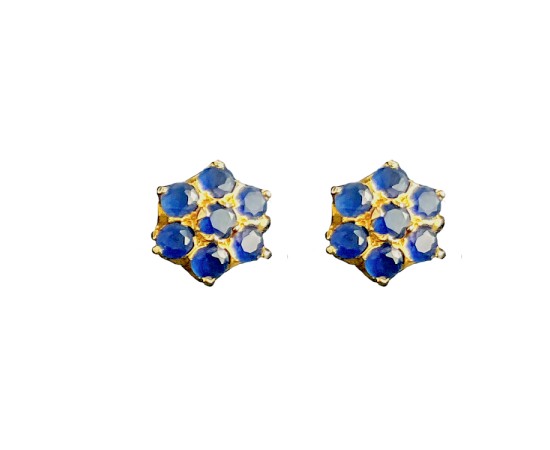 Gold plated with flower design and blue stone studs40