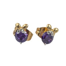 GOLD PLATED WITH PURPLE STONE STUDS