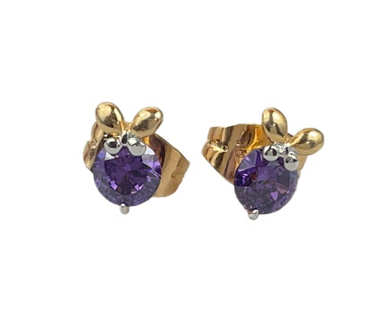GOLD PLATED WITH PURPLE STONE STUDS