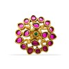 Gold Plated Flower Stud With Red Stones