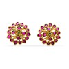 Gold Plated Flower Stud With Red Stones