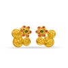 Gold Plated Stud With Green Pink Stone And Small Kaasu Design